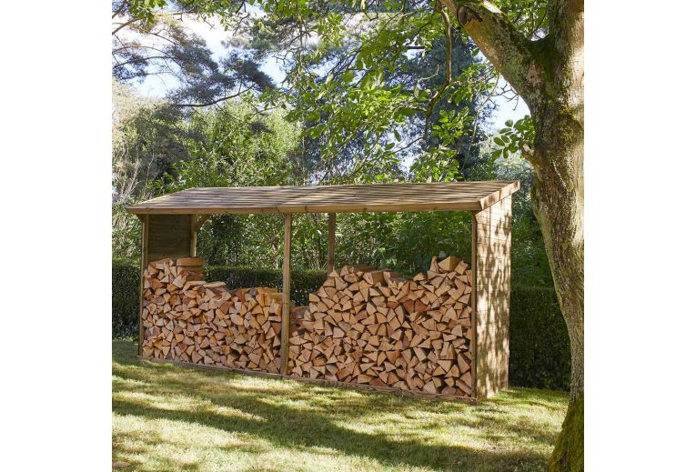 Bûcher en bois MEMPHIS XXL 5,7m3, toit avec pente